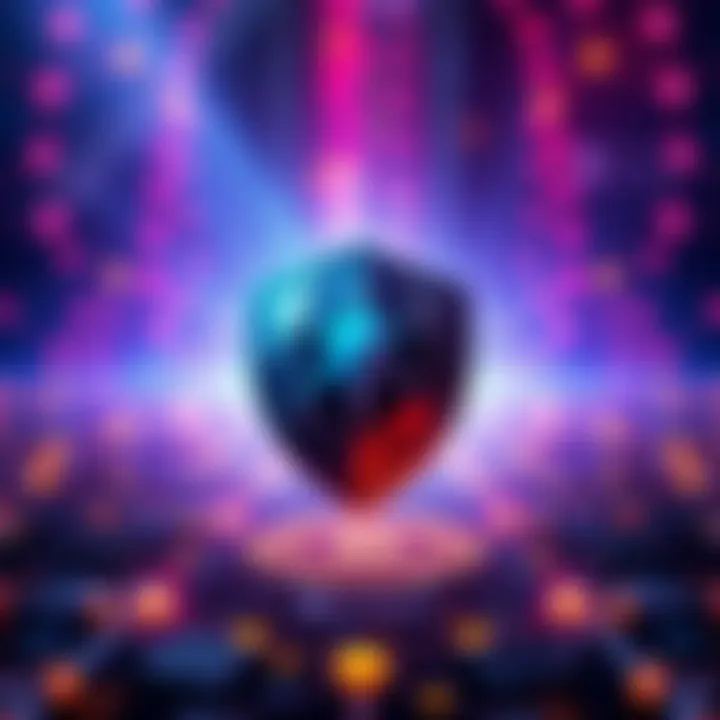 Illustration showing the logo of Cardano with a shield symbolizing privacy, set against a blockchain background, representing security and user experience.