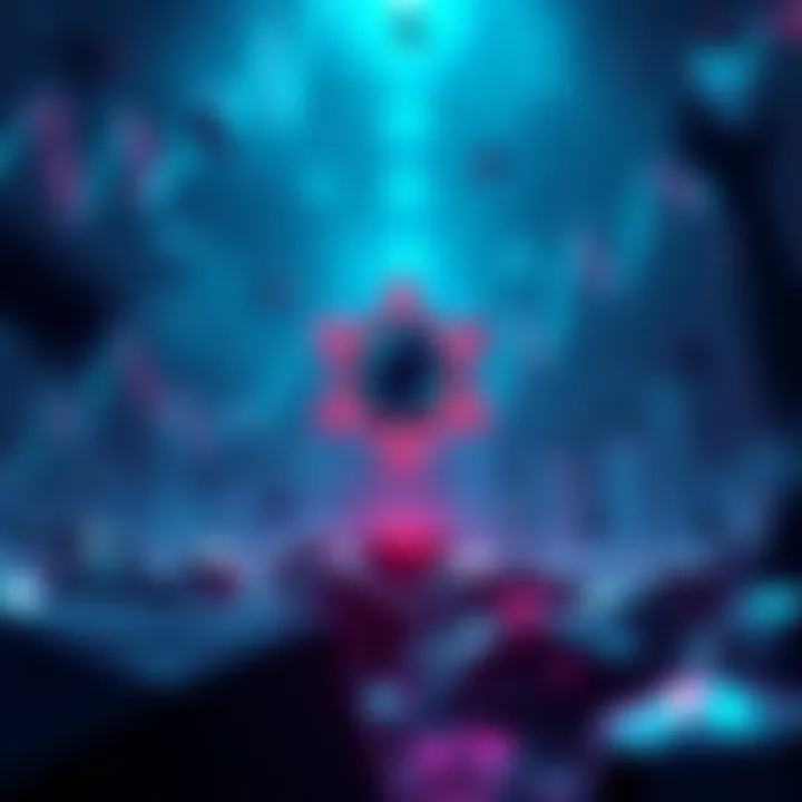 A digital illustration showing the Cardano logo standing strong amidst falling price charts and media headlines suggests resilience in the crypto market.