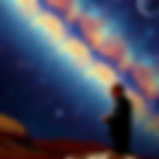 Carl Sagan Discussing God Carl Sagan stands in front of a starry sky, illustrating his thoughts on science and spirituality.