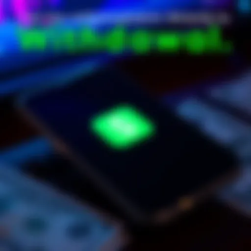 A smartphone displaying the Cash App logo with cash being transferred to it