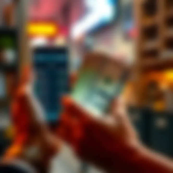 A person holding cash while looking at a smartphone displaying cryptocurrency values, showcasing the struggle to convert crypto for purchases.