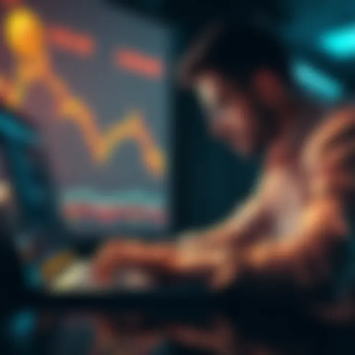 Person analyzing cryptocurrency transactions on a laptop, focused on cashing out Monero at a centralized exchange.