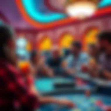 People enjoying games and drinks in a lively casino environment, highlighting social connections and face-to-face interactions.