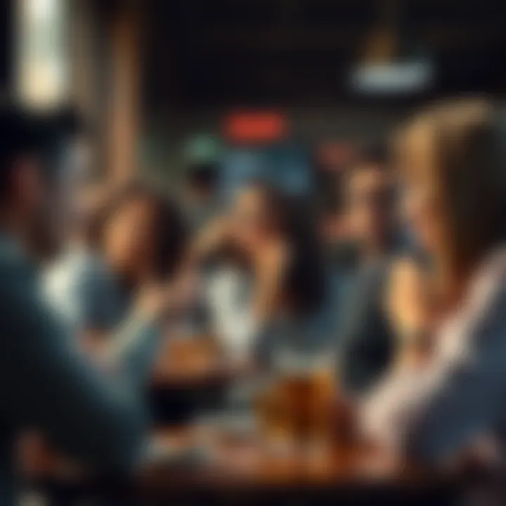 Casual Conversations A group of people engaged in a casual conversation at a coffee shop, showing different expressions and gestures that reflect social interaction.