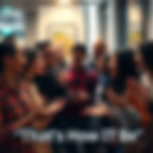 A group of diverse people engaged in a lively conversation, expressing themselves with gestures and smiles, highlighting their cultural background and everyday expressions.