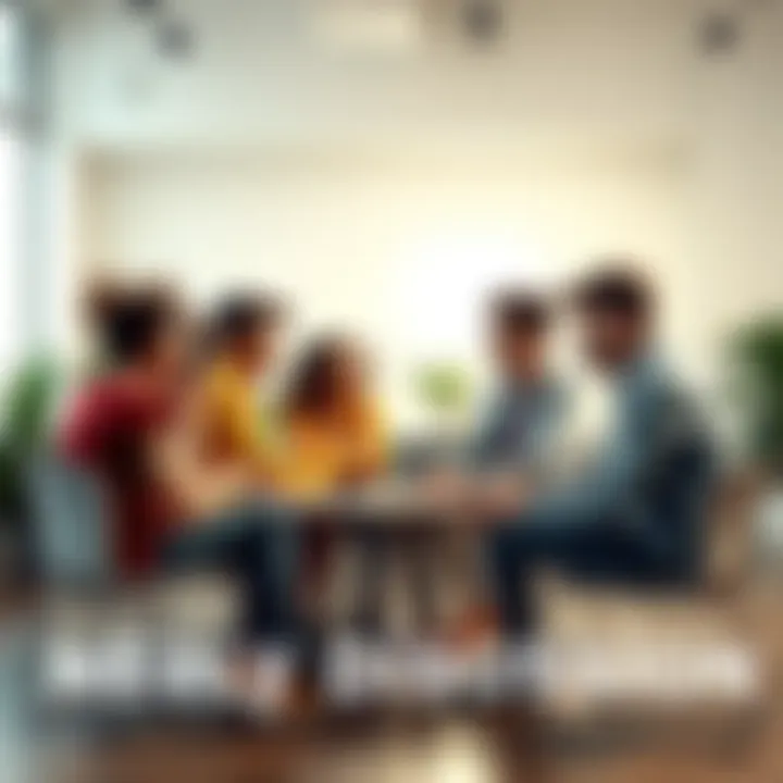 A diverse group of people sitting in a circle, engaging in casual conversation and sharing thoughts, creating a friendly atmosphere.