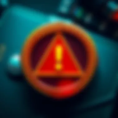 A warning sign with a caution symbol and a digital wallet background, indicating risks in crypto swaps.