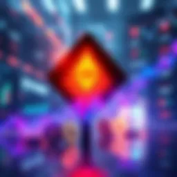 A warning sign with digital currency symbols and a graph depicting market fluctuations, illustrating the uncertainty in ETH price predictions.