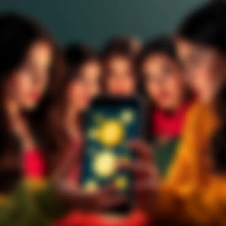 Cautious Girls Discussing Crypto A group of girls having a serious conversation about cryptocurrency, showing mixed emotions on their faces, with memecoins displayed on a phone screen in front of them.