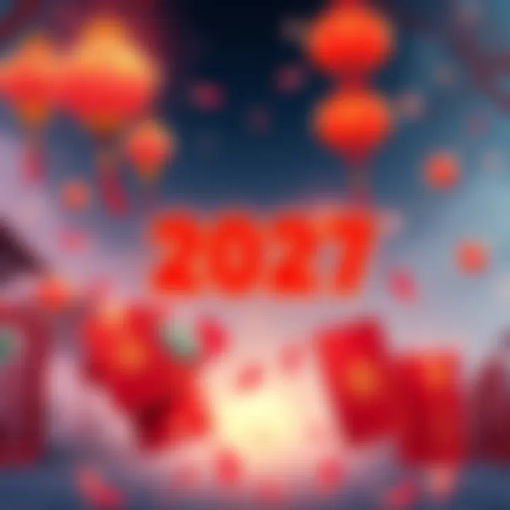 A festive illustration showing red envelopes, cash prizes, and celebration elements for Chinese New Year with BitMart Card.