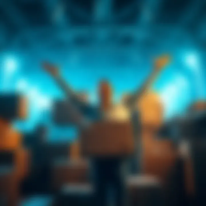 A thrilled person surrounded by stacks of boxes, reflecting their journey of acquiring 2500 parcels with excitement and joy.