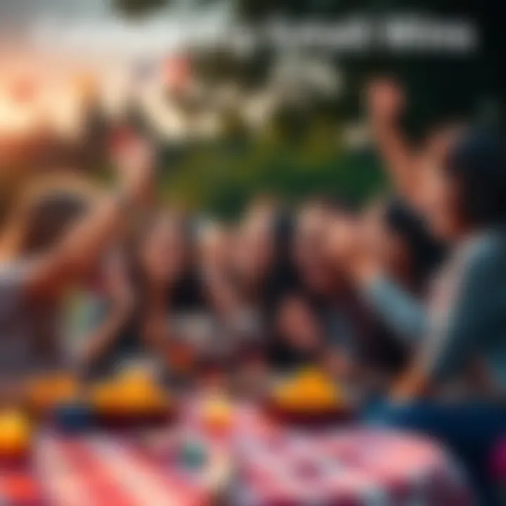 A group of friends joyfully celebrating a small achievement with cheers and smiles at a picnic.