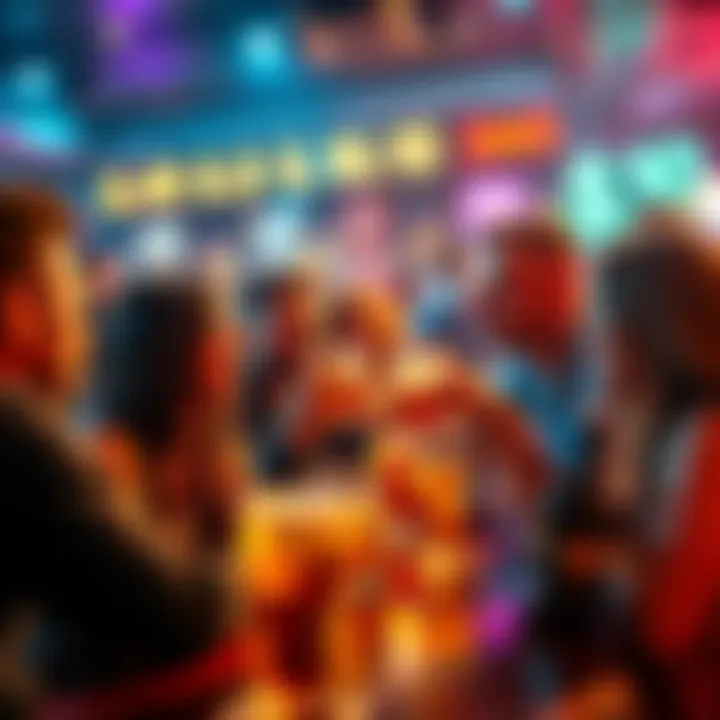 Group of friends celebrating with $.10 drink specials at a bar