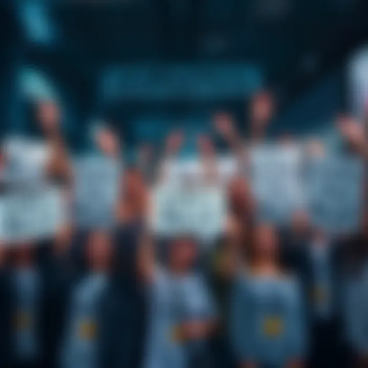 A diverse group of people joyfully celebrating with signs that say 'It's Simply The Best'.