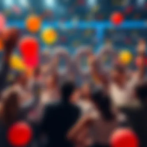 A group of people celebrating the achievement of 1000 validations with balloons and confetti.