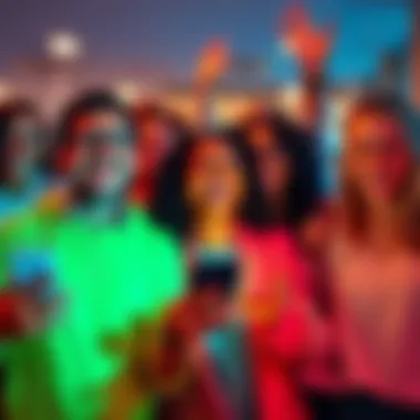 Group of people smiling and sharing their positive reactions to a morning app glitch