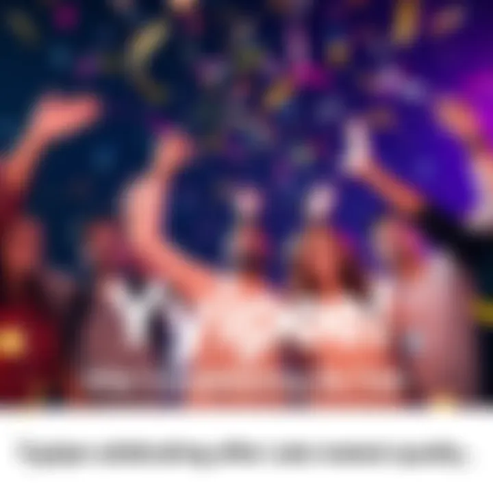 Group of people joyfully celebrating after finishing a challenging task with confetti and smiles