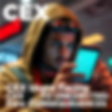A person looking concerned while checking their smartphone with a centralized exchange app open, visible notifications about account issues