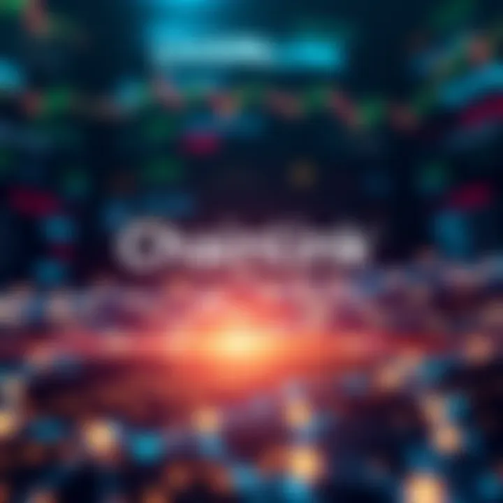 Chainlink and SIX Group Collaboration Visual representation of Chainlink and SIX Group working together to integrate European equities data onto the blockchain, showcasing financial symbols and a digital network.