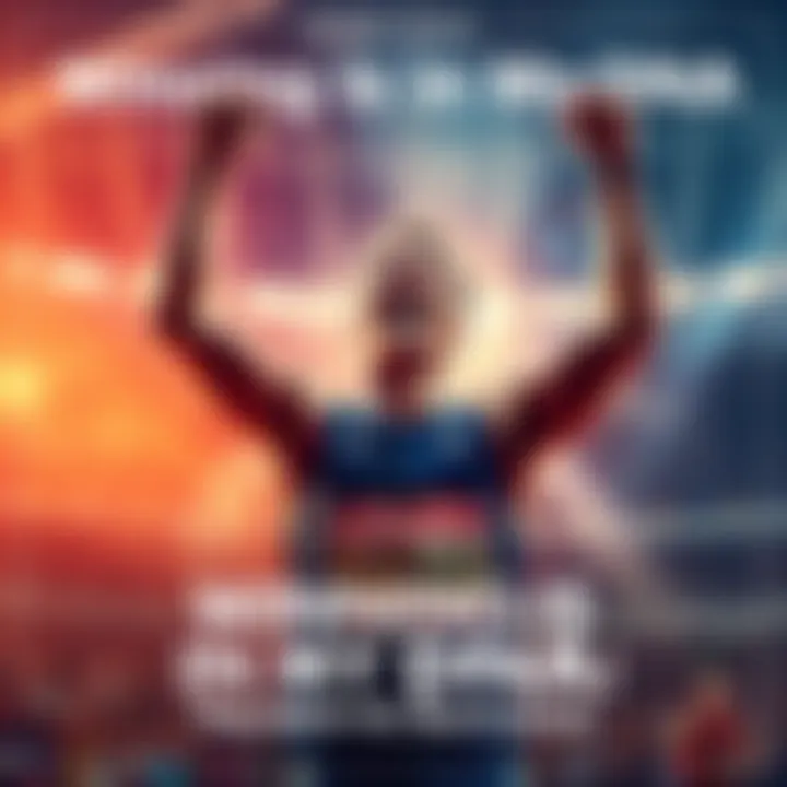 An athlete celebrating victory with hands raised, showcasing determination and success