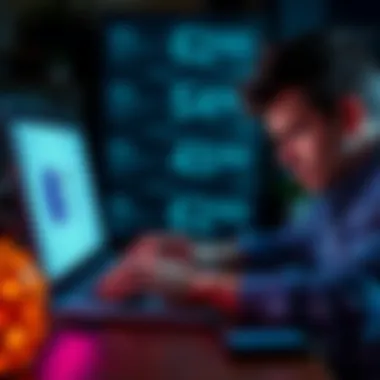 A frustrated person typing on a laptop, looking at emails about a delayed refund from ChangeNOW for USDC