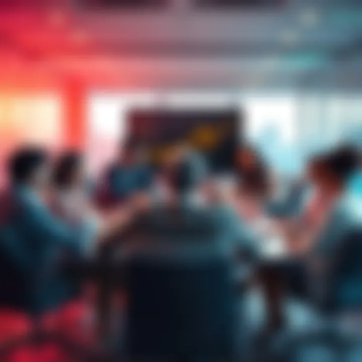 A group of professionals discussing plans and strategies for Chaotic's growth in 2026 in a modern conference room.