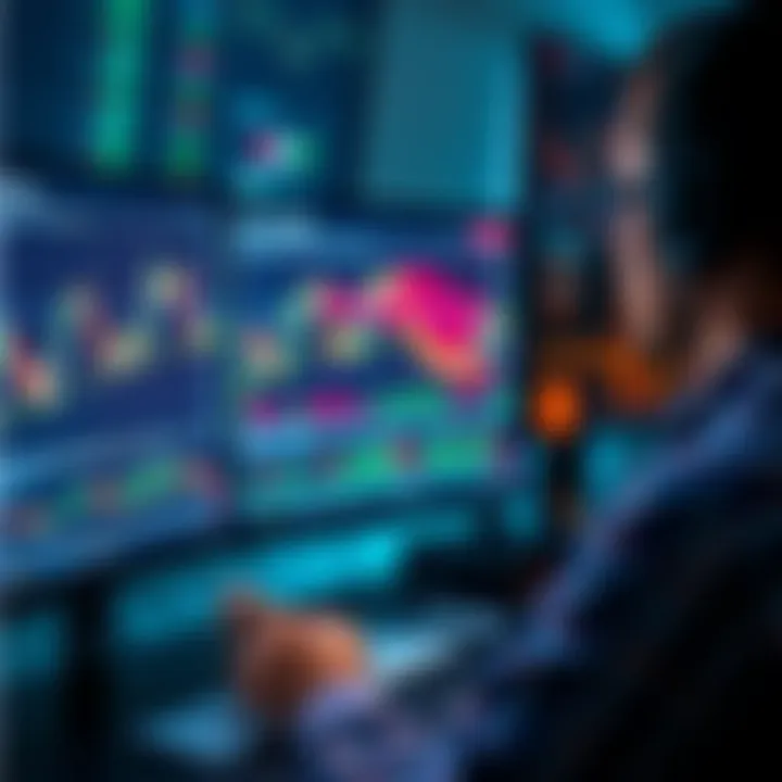 A person analyzing stock charts with trading tools on a computer screen