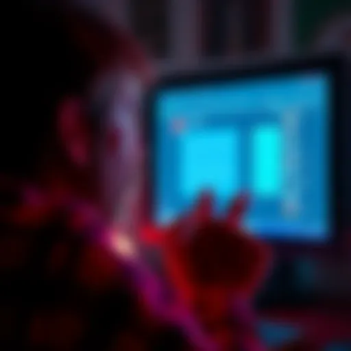 A frustrated person looking at a computer screen with a chat window showing an error message, indicating issues with participation in chat sessions.