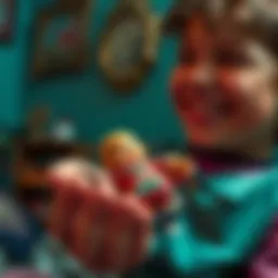 A person holds a dusty toy from their childhood, smiling as they reminisce about past memories.