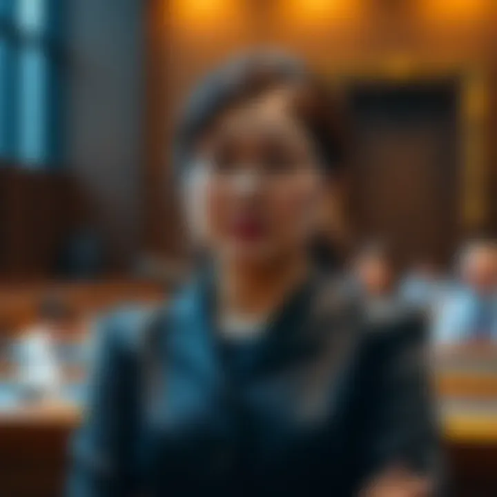 A Chinese woman standing in a courtroom, looking serious as she pleads guilty to involvement in a large Bitcoin fraud case in the UK.