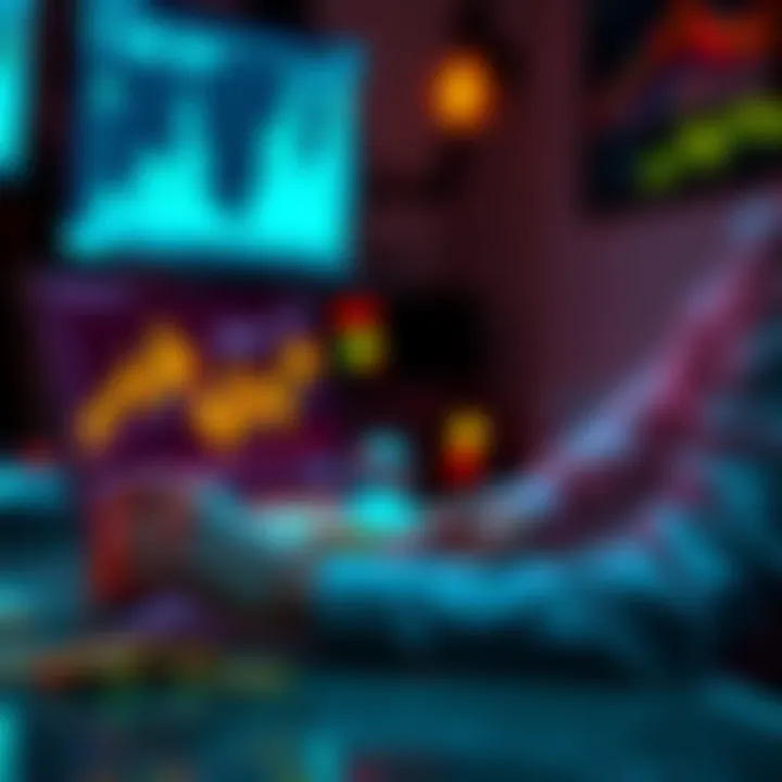 A person analyzing cryptocurrency graphs and data on a laptop, focusing on sh*t coins for investment