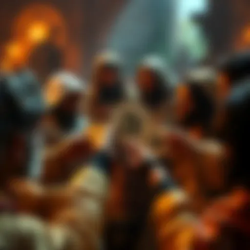 Christians Holding Bitcoin Coins Group of Christians holding Bitcoin coins together in a circle, discussing cryptocurrency and faith.