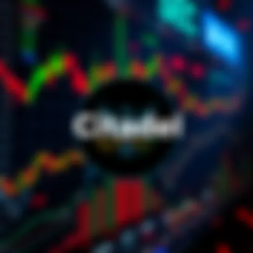 A graphic showing Citadel's logo with a backdrop of stock market graphs and symbols for decentralized finance, highlighting the call for SEC regulation.