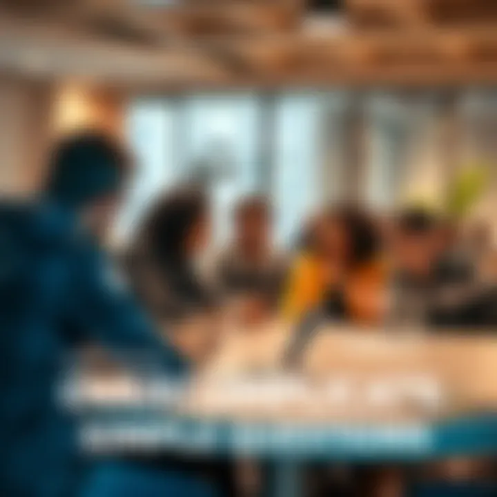 A group of people sitting around a table discussing and asking simple questions, looking engaged and focused.