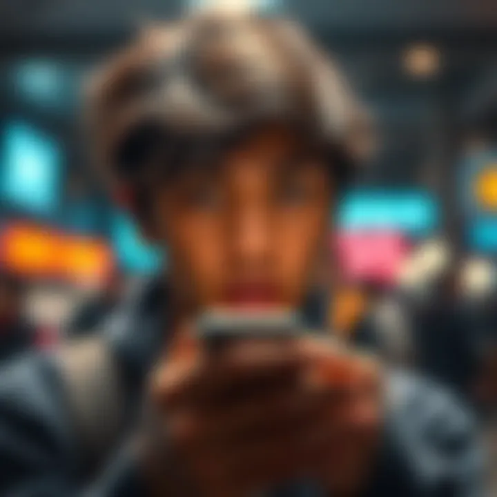 A person looking frustrated while closing a cluttered app feed on their smartphone, indicating a waste of resources