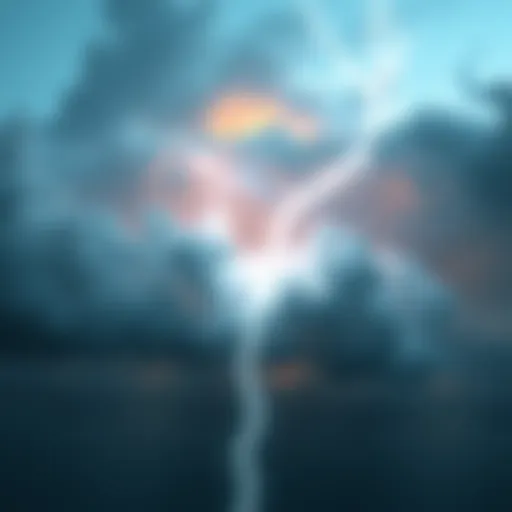 A visual representation of a cloud with a thunderstorm, symbolizing the AWS outage disrupting cryptocurrency services.