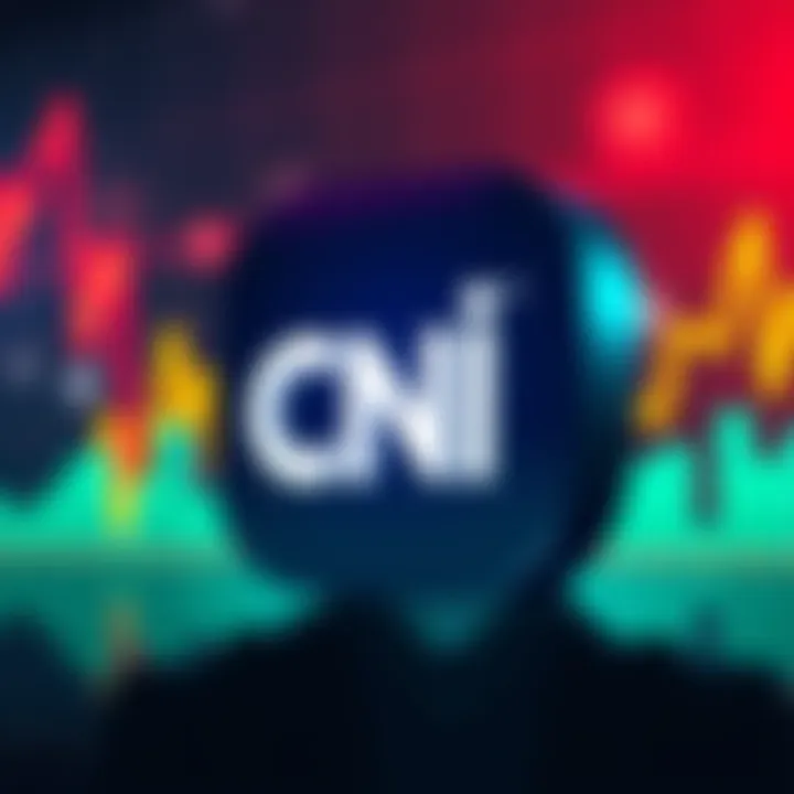 CNI logo with a downward trend graph and worried investors in the background