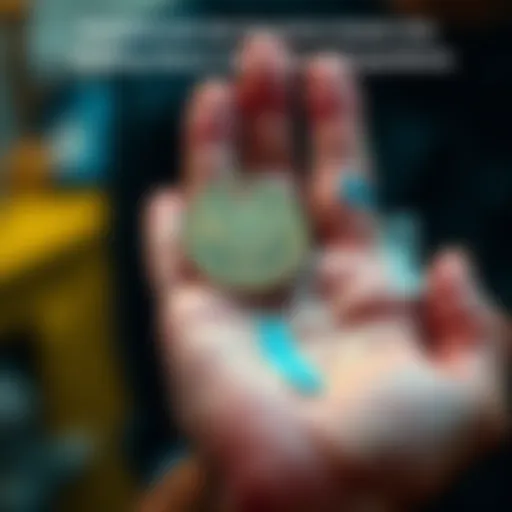 Person holding a coin with a cut on their hand from cleaning it mistakenly thinking tape was dirt
