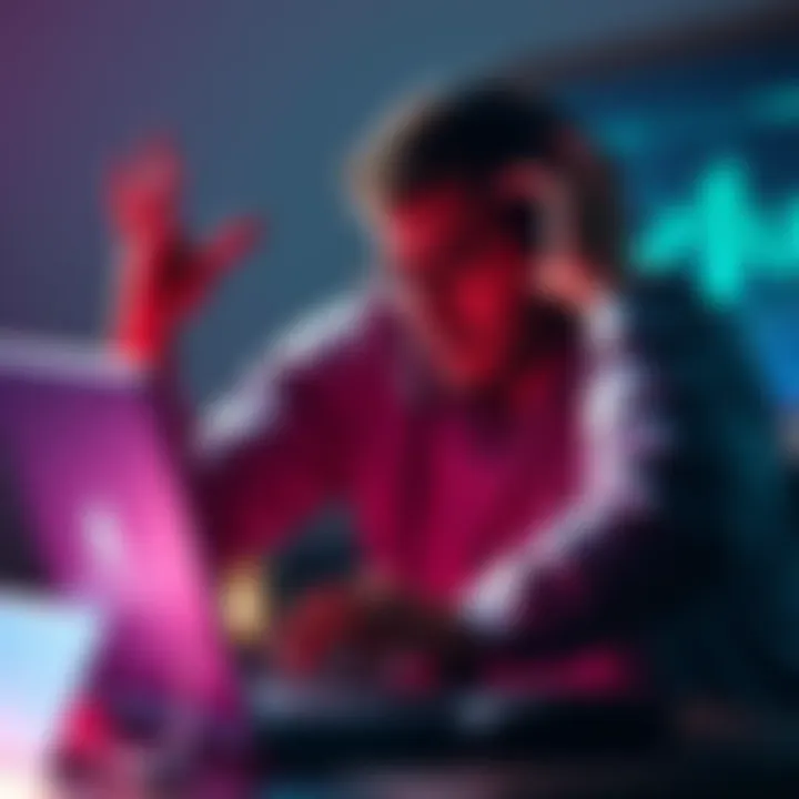 Coinbase Customer Service Issues An unhappy customer expressing frustration with Coinbase's support team on a laptop.