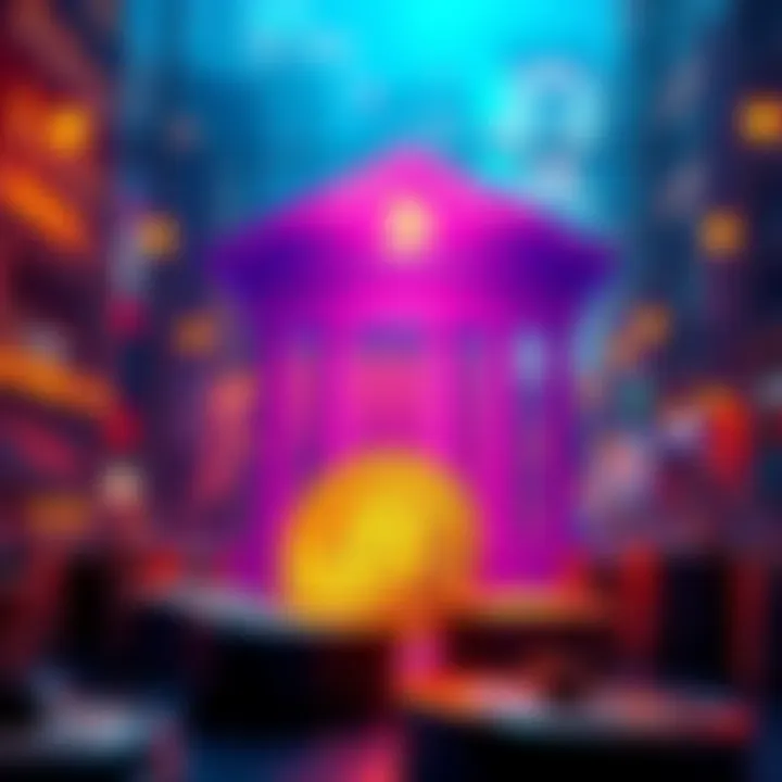 Coinbase Deposit Limits Overview Visual representation of Bitcoin transactions and daily limits on Coinbase, featuring a bank and digital currency icons.