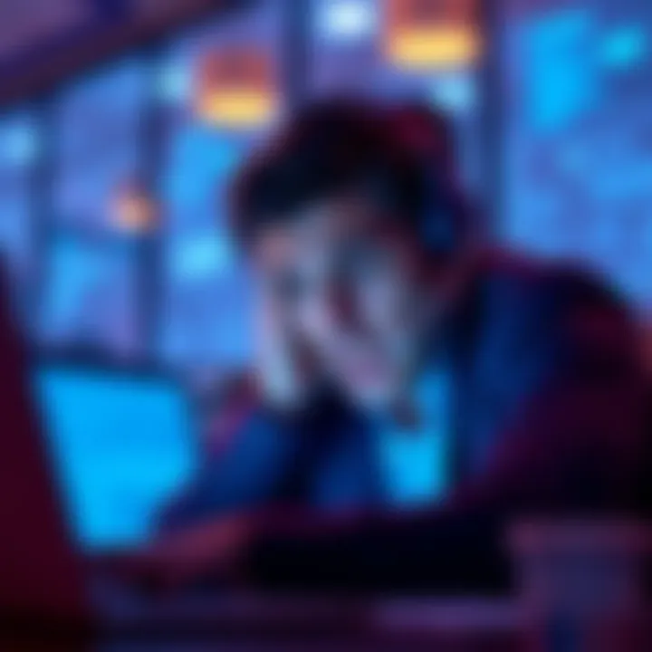 A person looking frustrated while using a laptop, indicating difficulties with Coinbase support emails.