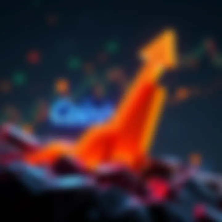A graphic showing the Coinbase logo with a rising arrow symbolizing growth and achievement in the cryptocurrency market, reflecting its new $100 billion valuation.