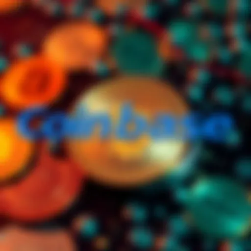 Coinbase logo with a graphic representation of BNB coin and a background of digital currency symbols
