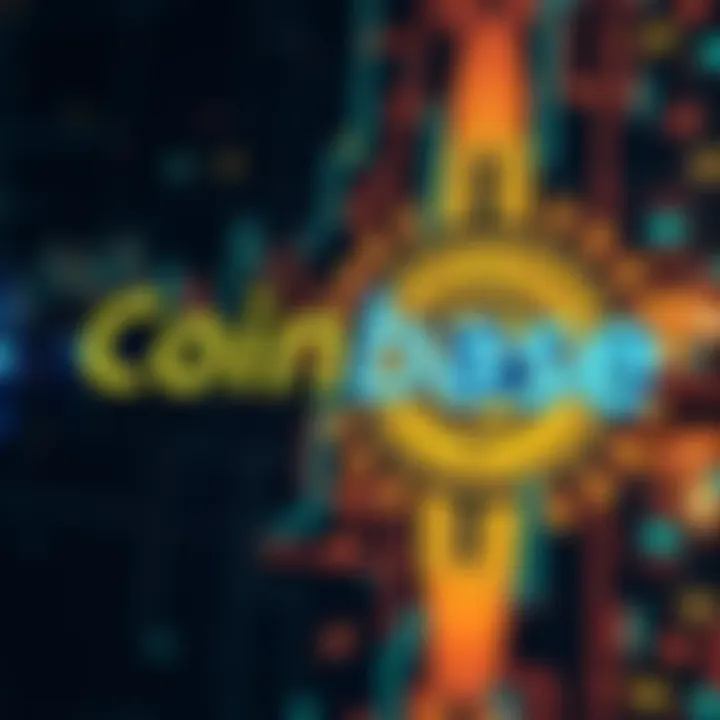 Coinbase logo displayed with blockchain graphics in the background, representing a new stock offering initiative.