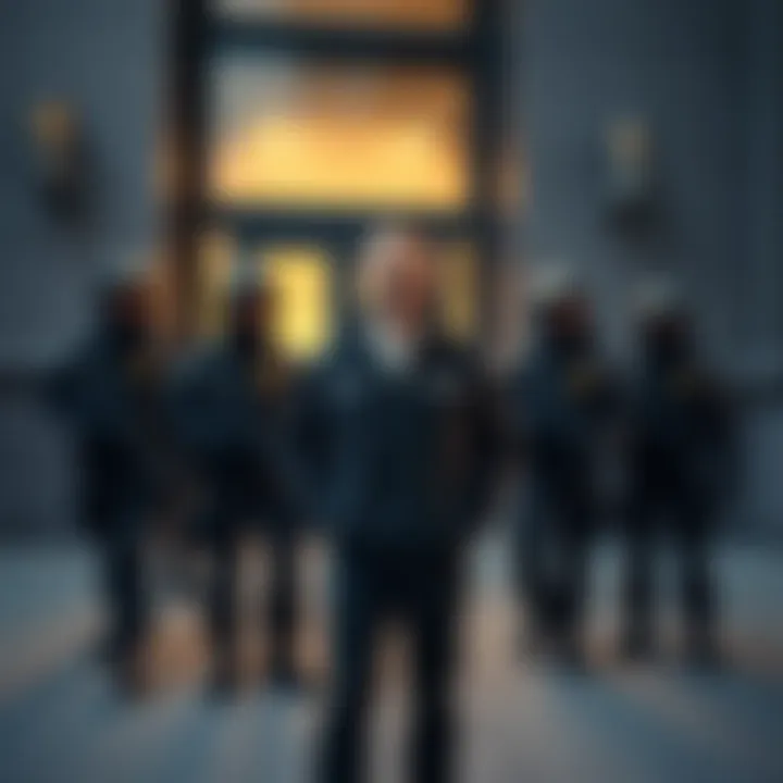 Coinbase CEO standing next to bomb squad team outside office building after receiving a suspicious package