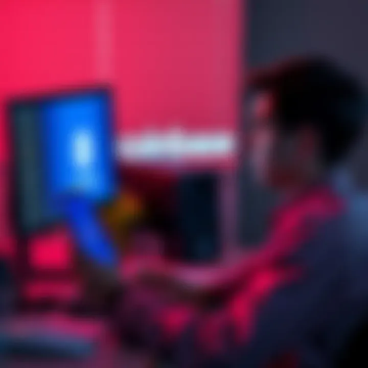A worried individual sitting at a desk with a computer showing the Coinbase logo, looking frustrated while holding a phone displaying an error message about identity verification.