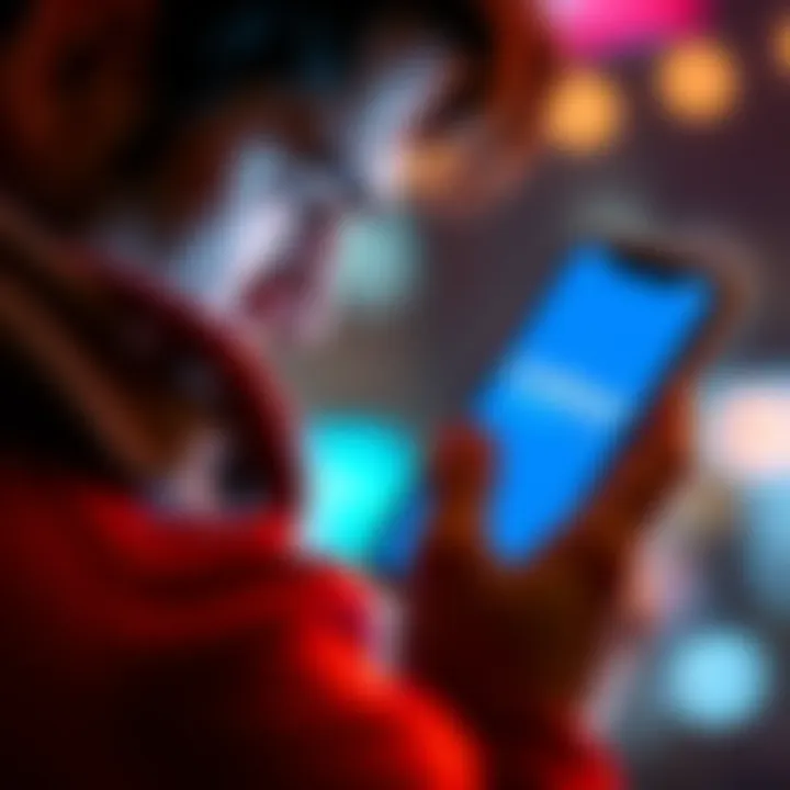 A frustrated person looking at a phone displaying the Coinbase app with loading icons