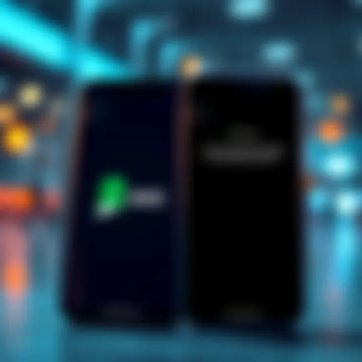 Coinbase and Robinhood Apps Offline Screenshot of Coinbase and Robinhood apps displaying error messages due to Amazon AWS outage