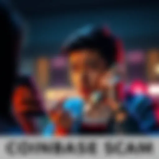 A person receiving a fake call about a Coinbase password reset, looking confused and concerned while holding a smartphone.