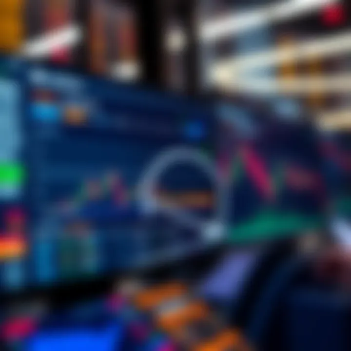 A screen showing the Coinbase trading platform with cryptocurrency charts and options for buying and selling coins.